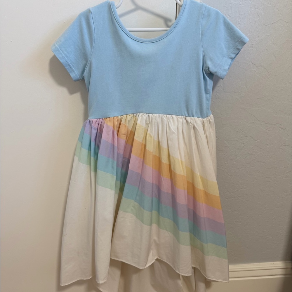 Kids Rainbow Dress - Blue and Multicolor